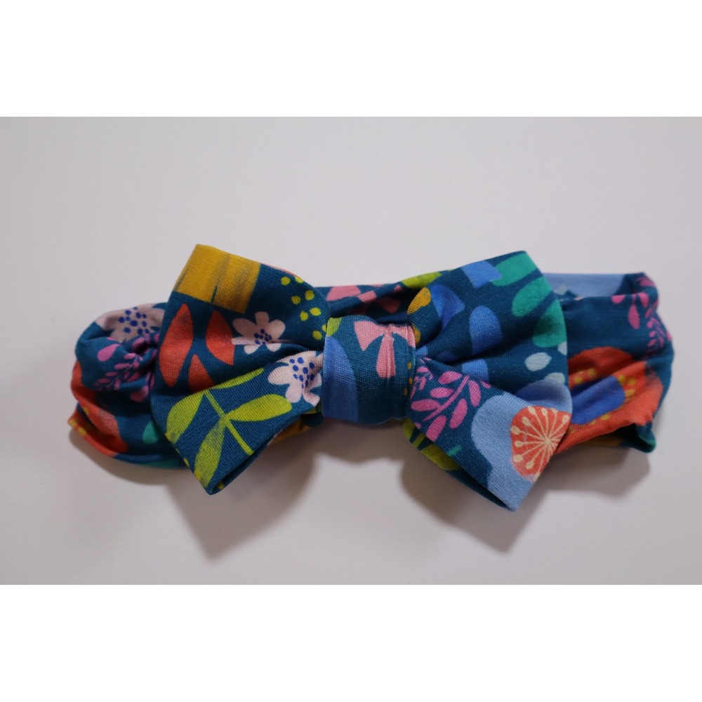 Little Sleepies Folk Floral Bamboo Knotted Bow Headband NB-3T